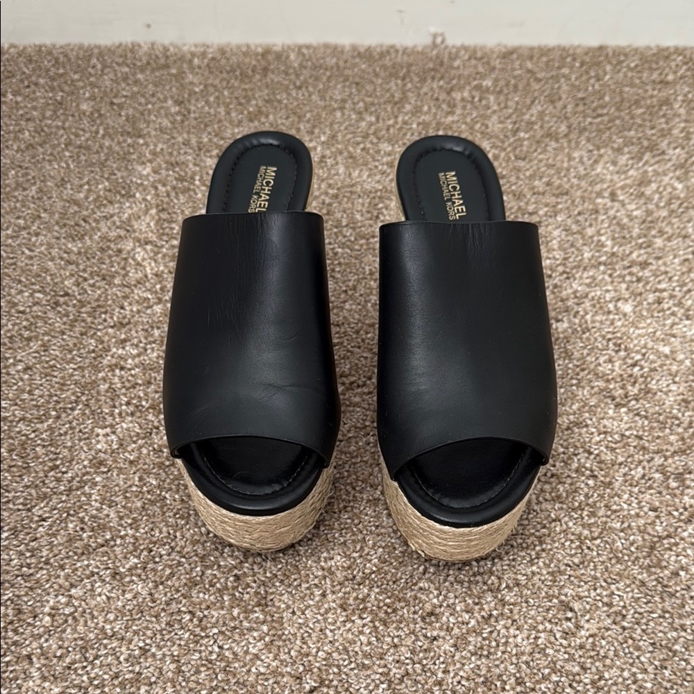 Michael Kors Black Platform Slide Sandals